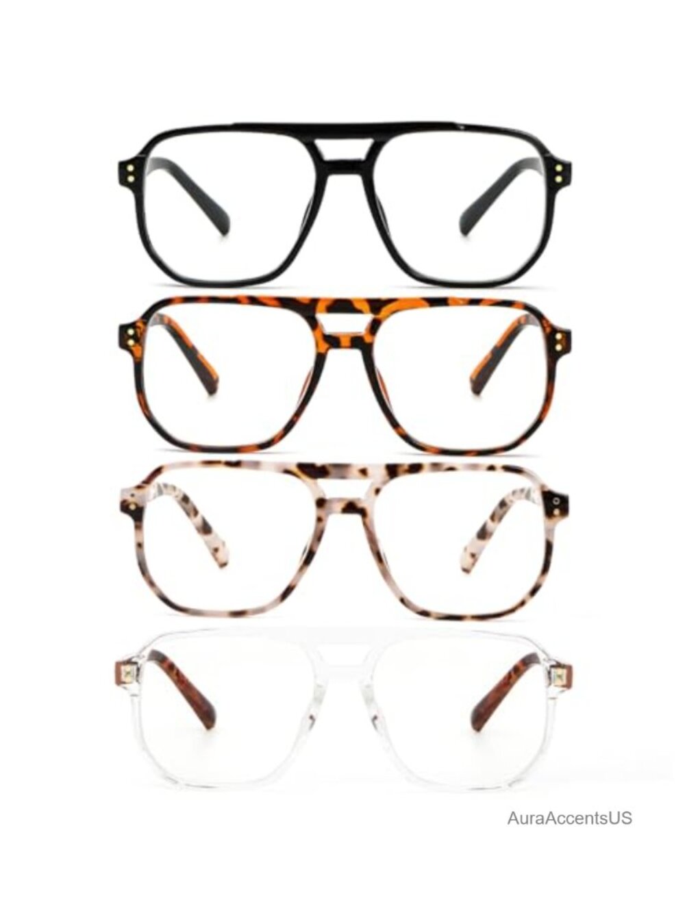 4 Pack Aviator Reading Glasses Blue Light Blocking Spring Hinge Readers